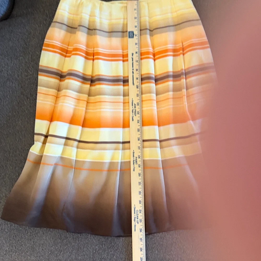 Talbots Women's 100% Silk Fully Lined Skirt Yellow/Orange/Brown Size 12W NWT